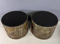 Adrian Pearsall 1970s Pair of Adrian Pearsall Brutalist Style Round Side Tables Mid Century - 3681128