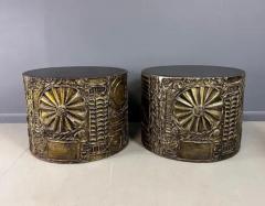 Adrian Pearsall 1970s Pair of Adrian Pearsall Brutalist Style Round Side Tables Mid Century - 3681129