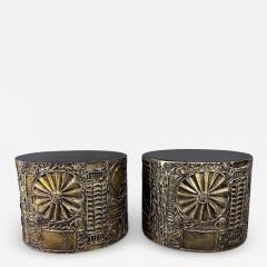 Adrian Pearsall 1970s Pair of Adrian Pearsall Brutalist Style Round Side Tables Mid Century - 3683285
