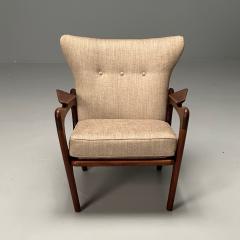 Adrian Pearsall Adrian Pearsall American Mid Century Modern Lounge Chair Walnut Linen 1960s - 3806874