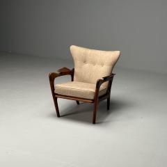 Adrian Pearsall Adrian Pearsall American Mid Century Modern Lounge Chair Walnut Linen 1960s - 3806875