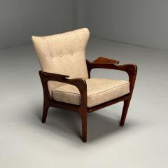 Adrian Pearsall Adrian Pearsall American Mid Century Modern Lounge Chair Walnut Linen 1960s - 3806876