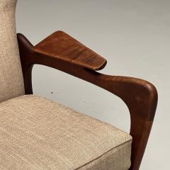 Adrian Pearsall Adrian Pearsall American Mid Century Modern Lounge Chair Walnut Linen 1960s - 3806881