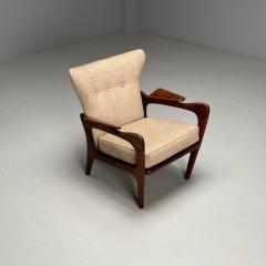 Adrian Pearsall Adrian Pearsall American Mid Century Modern Lounge Chair Walnut Linen 1960s - 3806882