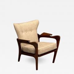 Adrian Pearsall Adrian Pearsall American Mid Century Modern Lounge Chair Walnut Linen 1960s - 3808344