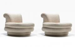 Adrian Pearsall Adrian Pearsall Channeled Post Modern Slipper Chairs in Ivory White Boucl  - 3627724