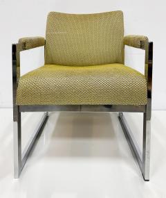 Adrian Pearsall Adrian Pearsall Comfort Designs Chrome Flat Bar Armchairs 1970s USA Pair - 4228284