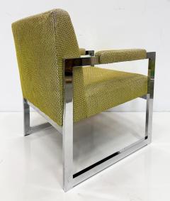 Adrian Pearsall Adrian Pearsall Comfort Designs Chrome Flat Bar Armchairs 1970s USA Pair - 4228289