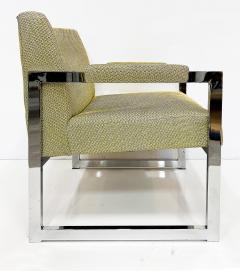 Adrian Pearsall Adrian Pearsall Comfort Designs Chrome Flat Bar Armchairs 1970s USA Pair - 4228293