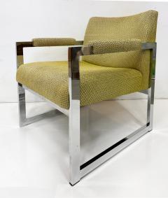 Adrian Pearsall Adrian Pearsall Comfort Designs Chrome Flat Bar Armchairs 1970s USA Pair - 4228313