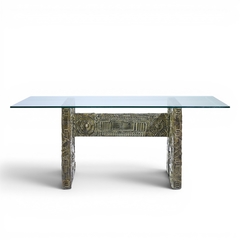 Adrian Pearsall Adrian Pearsall Craft Associates Mid Century Brutalist Glass Top Dining Table - 4691564
