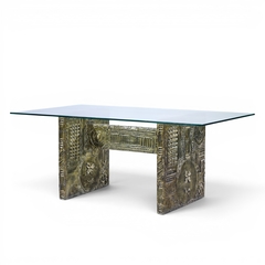 Adrian Pearsall Adrian Pearsall Craft Associates Mid Century Brutalist Glass Top Dining Table - 4691565