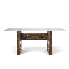 Adrian Pearsall Adrian Pearsall Craft Associates Mid Century Brutalist Glass Top Dining Table - 4794990
