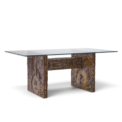 Adrian Pearsall Adrian Pearsall Craft Associates Mid Century Brutalist Glass Top Dining Table - 4796065