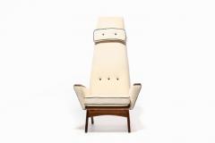 Adrian Pearsall Adrian Pearsall Ivory White High Back Arm Chair with Black Piping Model 1865 C - 2450867