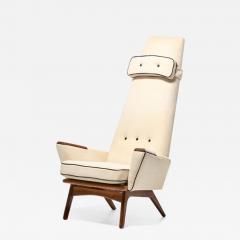 Adrian Pearsall Adrian Pearsall Ivory White High Back Arm Chair with Black Piping Model 1865 C - 2459771