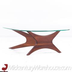 Adrian Pearsall Adrian Pearsall Mid Century Jacks Walnut and Glass Biomorphic Coffee Table - 3683859