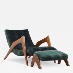 Adrian Pearsall Adrian Pearsall Mid Century Walnut Grasshopper Lounge Chair with Ottoman - 3257213