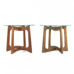 Adrian Pearsall Adrian Pearsall Mid Century Walnut and Glass Side Tables Pair - 3693197