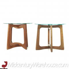 Adrian Pearsall Adrian Pearsall Mid Century Walnut and Glass Side Tables Pair - 3693198