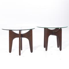 Adrian Pearsall Adrian Pearsall Mid Century Walnut and Glass Side Tables Pair - 3836586