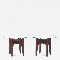 Adrian Pearsall Adrian Pearsall Mid Century Walnut and Glass Side Tables Pair - 3848566