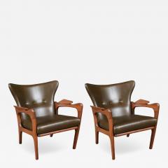 Adrian Pearsall Adrian Pearsall Model 2291 C Leather Wingback Chairs for Craft Associates - 4250844