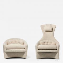 Adrian Pearsall Adrian Pearsall Sculptural Mom Pop Lounge Chairs in Ivory Boucl c 1960s - 2263232