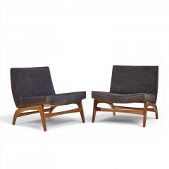 Adrian Pearsall Adrian Pearsall Style Mid Century Walnut Slipper Chairs Pair - 4683405