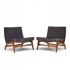Adrian Pearsall Adrian Pearsall Style Mid Century Walnut Slipper Chairs Pair - 4683406