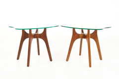 Adrian Pearsall Adrian Pearsall Style Mid Century Walnut and Glass Stingray End Tables Pair - 4747535