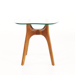 Adrian Pearsall Adrian Pearsall Style Mid Century Walnut and Glass Stingray End Tables Pair - 4747541