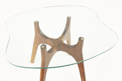 Adrian Pearsall Adrian Pearsall Style Mid Century Walnut and Glass Stingray End Tables Pair - 4747542