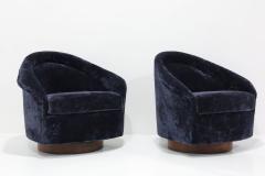 Adrian Pearsall Adrian Pearsall Swivel Lounge Chairs in Holly Hunt Navy Velvet - 3120078