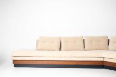 Adrian Pearsall Adrian Pearsall Walnut Platform Sectional Sofa with Integrated Corner Table - 4687374