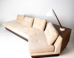 Adrian Pearsall Adrian Pearsall Walnut Platform Sectional Sofa with Integrated Corner Table - 4687380