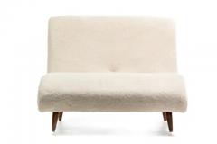 Adrian Pearsall Adrian Pearsall Wave Lounge in Plush Faux Vanilla Bean Shearling on Walnut Legs - 3975197