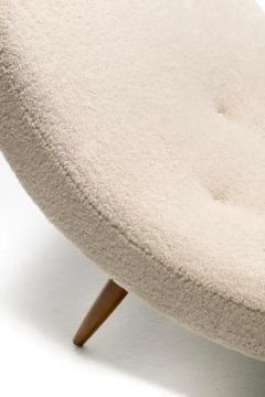 Adrian Pearsall Adrian Pearsall Wave Lounge in Plush Faux Vanilla Bean Shearling on Walnut Legs - 3975205