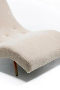 Adrian Pearsall Adrian Pearsall Wave Lounge in Plush Faux Vanilla Bean Shearling on Walnut Legs - 3975206