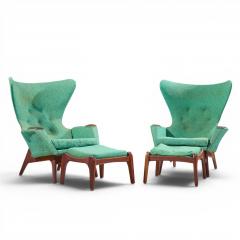 Adrian Pearsall Adrian Pearsall for Craft Assoc 2231 Walnut Lounge Chairs Pair with Ottomans - 4575533
