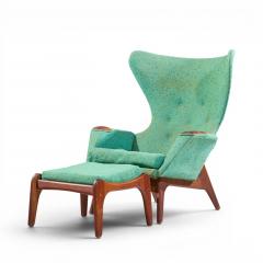 Adrian Pearsall Adrian Pearsall for Craft Assoc 2231 Walnut Lounge Chairs Pair with Ottomans - 4575535