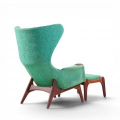 Adrian Pearsall Adrian Pearsall for Craft Assoc 2231 Walnut Lounge Chairs Pair with Ottomans - 4575539