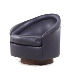 Adrian Pearsall Adrian Pearsall for Craft Assoc MCM Walnut Base Swivel Lounge Chairs Pair - 3822128