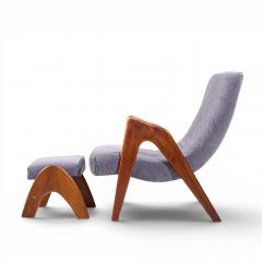 Adrian Pearsall Adrian Pearsall for Craft Associates 705 CW Walnut Lounge Chair with Ottoman - 4572537