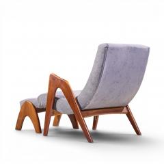 Adrian Pearsall Adrian Pearsall for Craft Associates 705 CW Walnut Lounge Chair with Ottoman - 4572538