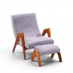 Adrian Pearsall Adrian Pearsall for Craft Associates 705 CW Walnut Lounge Chair with Ottoman - 4572543