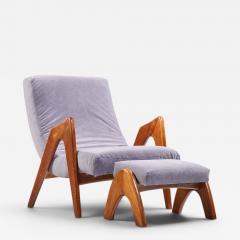 Adrian Pearsall Adrian Pearsall for Craft Associates 705 CW Walnut Lounge Chair with Ottoman - 4574095