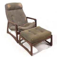 Adrian Pearsall Adrian Pearsall for Craft Associates Mid Century Walnut Chair and Ottoman - 3829423