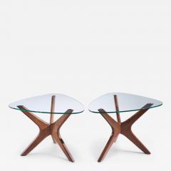 Adrian Pearsall Adrian Pearsall for Craft Associates Mid Century Walnut Jacks Side Table Pair - 4419323