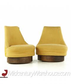 Adrian Pearsall Adrian Pearsall for Craft Associates Mid Century Walnut Swivel Chairs Pair - 3047767